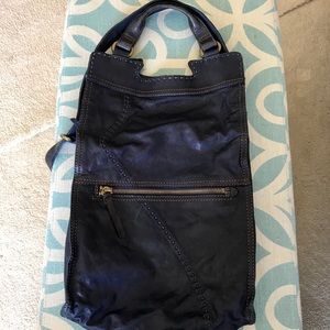Lucky Brand Abbey Road Leather Hobo Purse navy